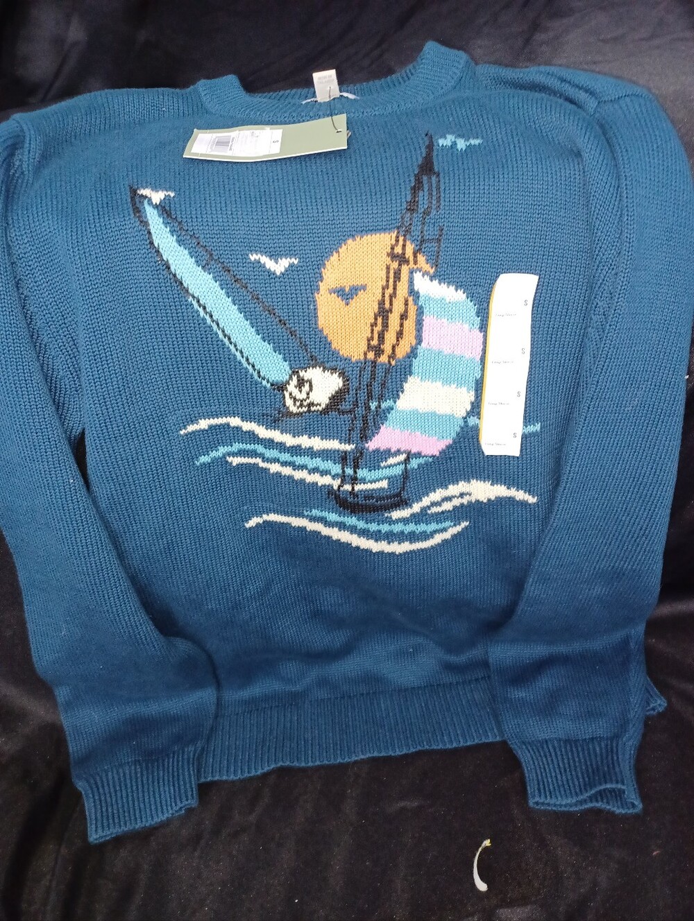 Goodfellow & Co Teal Crewneck Sweater with Colorful Sailboat Graphic